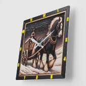 Winterwanderweg: Personalisierter Holzkohlengrill Quadratische Wanduhr (Winkel)