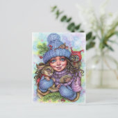 Winterwärme Postcard Kleine Waldfreunde Postkarte (Stehend Vorderseite)