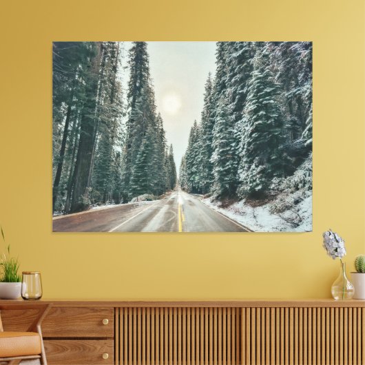 Winterweg durch den Wald Leinwanddruck (Insitu (Wohnzimmer))