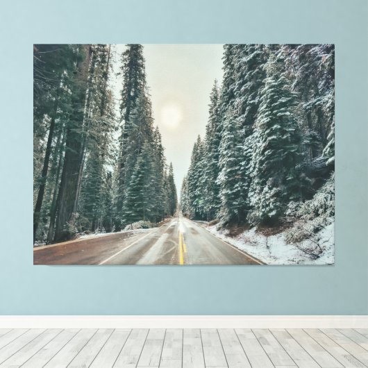 Winterweg durch den Wald Leinwanddruck (Insitu (Holzboden))