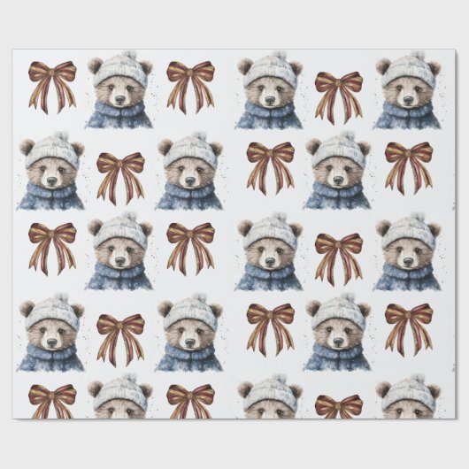Winterweihnachtsbärenpapier Geschenkpapier (Flach)