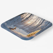 Winterweihnachtsbaum mit sonniger Aussicht Pappteller (Gewinkelt)