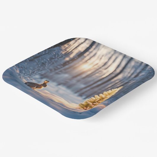 Winterweihnachtsbaum mit sonniger Aussicht Pappteller (Gewinkelt)