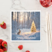 Winterweihnachtsbaum mit sonniger Aussicht Serviette (Beispiel)