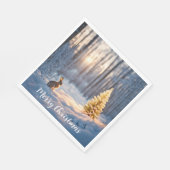 Winterweihnachtsbaum mit sonniger Aussicht Serviette (Ecke)