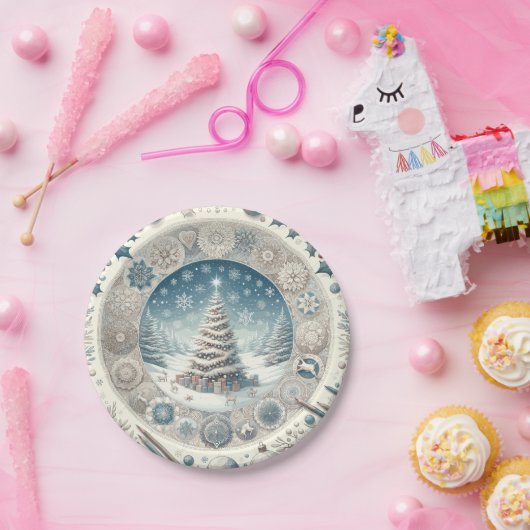 Winterweihnachtsbaum Pappteller (Party)