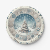 Winterweihnachtsbaum Pappteller (Vorderseite)