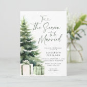 Winterweihnachtsbaum Rustikales Brautparty Einladung (Stehend Vorderseite)