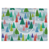 Winterweihnachtsbäume Retro Inspiriert Große Geschenktüte (Rückseite)