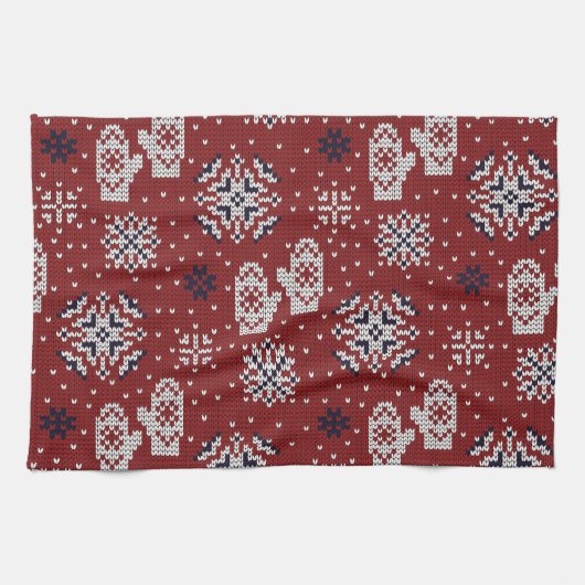 Winterweihnachtsdekorationsmuster Geschirrtuch (Horizontal)