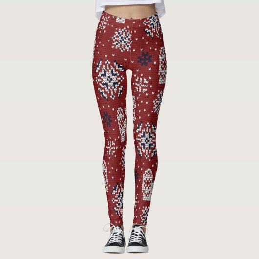 Winterweihnachtsdekorationsmuster Leggings (Vorderseite)