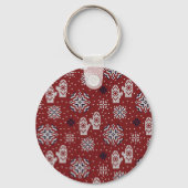 Winterweihnachtsdekorationsmuster Schlüsselanhänger (Rückseite)
