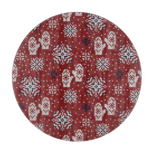 Winterweihnachtsdekorationsmuster Schneidebrett