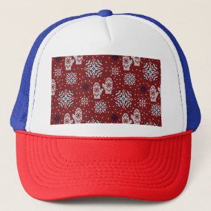 Winterweihnachtsdekorationsmuster Truckerkappe