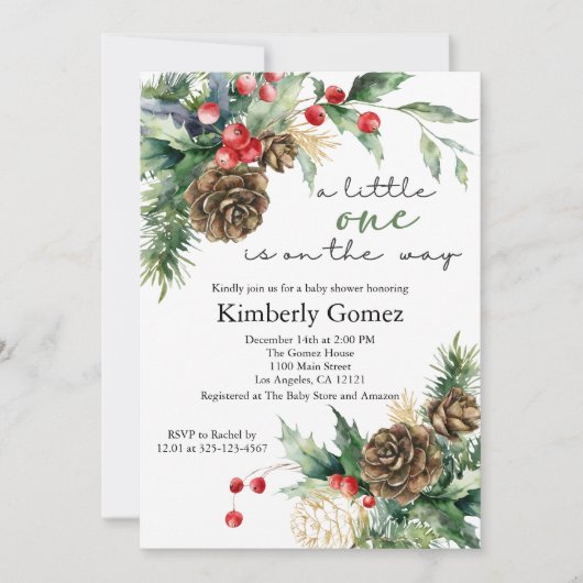 Winterweihnachtsdusche Evergreen Einladung (Vorderseite)