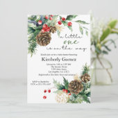 Winterweihnachtsdusche Evergreen Einladung (Stehend Vorderseite)