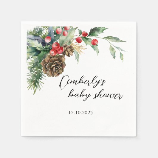 Winterweihnachtsdusche Evergreen Serviette (Vorderseite)