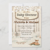 Winterweihnachtsdusche Woodland Deer Baby Einladung (Vorderseite)