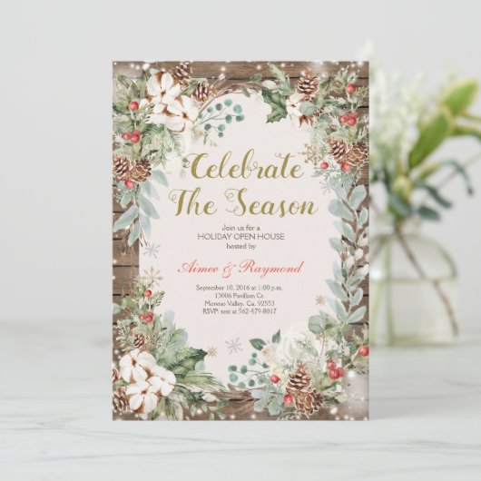 Winterweihnachtsfeier im Saisonhaus Einladung (Stehend Vorderseite)