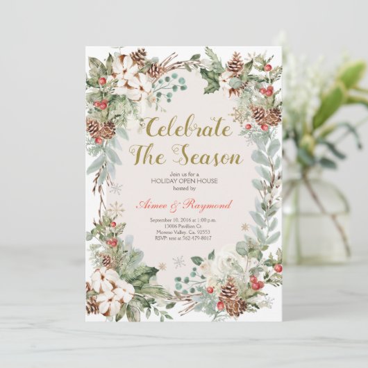 Winterweihnachtsfeier im Saisonhaus Einladung (Stehend Vorderseite)