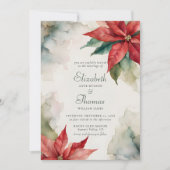 Winterweihnachtsfeier Poinsettia Moderne Vintage H Einladung (Vorderseite)