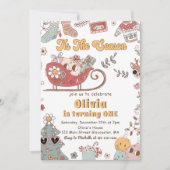 Winterweihnachtsferien Retro Groovy Geburtstag Einladung (Vorderseite)