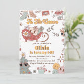 Winterweihnachtsferien Retro Groovy Geburtstag Einladung (Stehend Vorderseite)