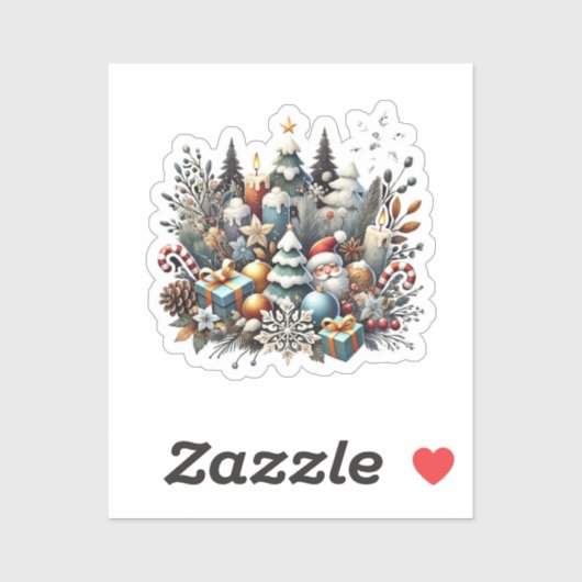 Winterweihnachtsfest Aufkleber (Blatt)