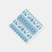 Winterweihnachtsfest Blaue Schneeflocke Muster Serviette (Ecke)