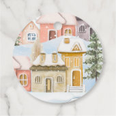 Winterweihnachtsfest dauert ein Dorf Gefälligkeits Geschenkanhänger (Rückseite)