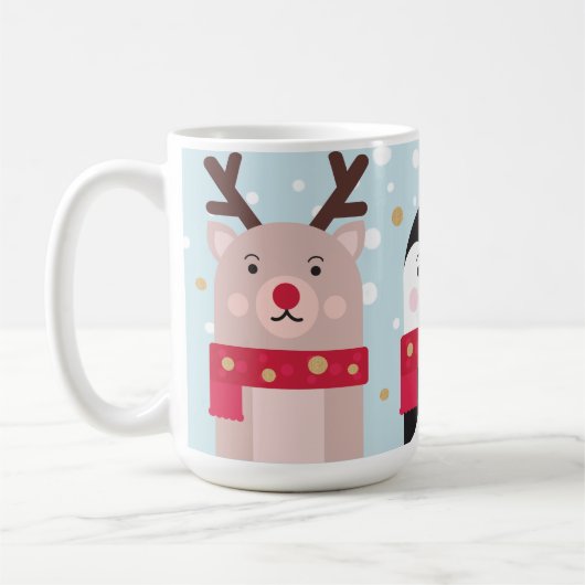 Winterweihnachtsfest, Eisbär und Pinguin Kaffeetasse (Links)