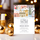 Winterweihnachtsfest Es braucht eine Village Baby Einladung