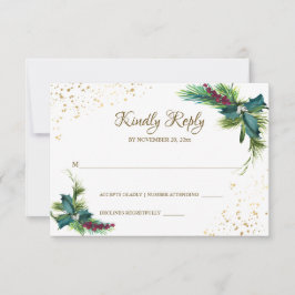 Winterweihnachtsfest Evergreen Holly Wedding RSVP Karte
