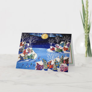 Winterweihnachtsfest Folklorekunstkarte Feiertagskarte