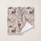 Winterweihnachtsfest Hirschpattern Badetuch Set (Waschlappen)