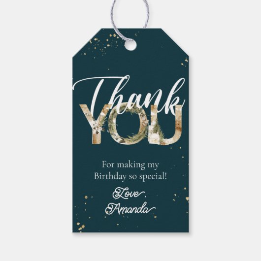 Winterweihnachtsfest Party Danke Tag Geschenkanhänger (Vorderseite)