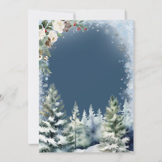 Winterweihnachtsgebäck Party Weiß & Blau Schneeflo Einladung (Rückseite)