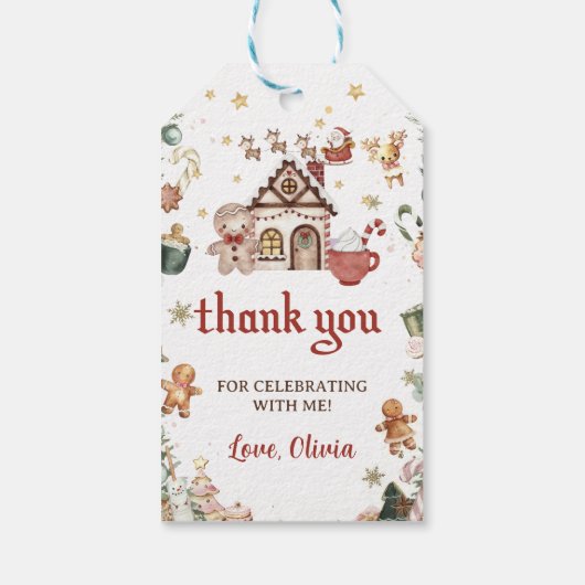 Winterweihnachtskekse Geburtstags- Gefälligkeitsta Geschenkanhänger (Rückseite)