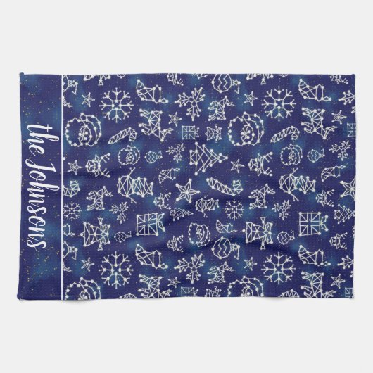 Winterweihnachtskonstellation Muster Individuelle  Geschirrtuch (Horizontal)