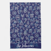 Winterweihnachtskonstellation Muster Individuelle  Geschirrtuch (Vertikal)