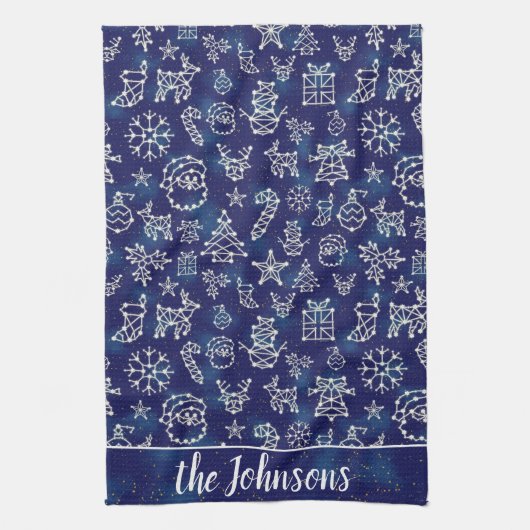 Winterweihnachtskonstellation Muster Individuelle Geschirrtuch (Vertikal)