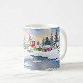 Winterweihnachtslandschaft mit schneebedecktem Hau Kaffeetasse (VorderseiteRechts)