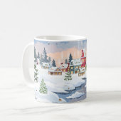 Winterweihnachtslandschaft mit schneebedecktem Hau Kaffeetasse (Vorderseite Links)