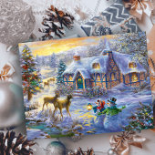 Winterweihnachtsschnee-Hütte Feiertagspostkarte