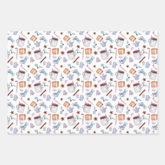 Winterweihnachtszeit Candy Canes Ice Skate Geschenkpapier Set (Vorderseite)