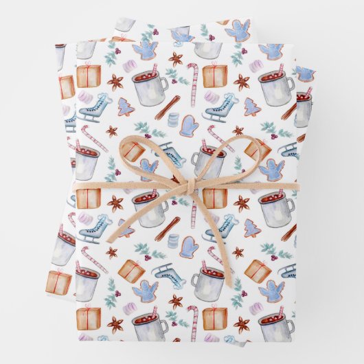 Winterweihnachtszeit Candy Canes Ice Skate Geschenkpapier Set (Beispiel)