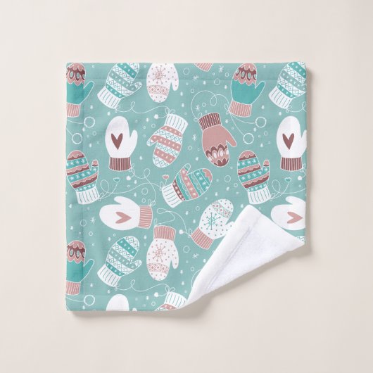 Winterweihnachtszittern im Minz Badhandtuch Set (Waschlappen)