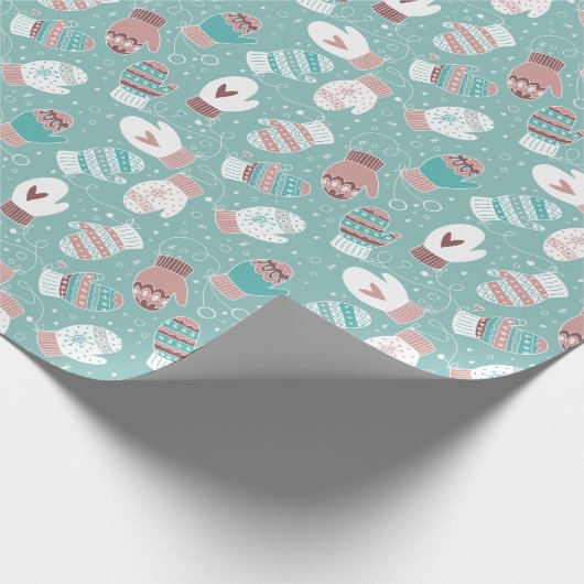 Winterweihnachtszittern im Minz Geschenkpapier (Ecke)