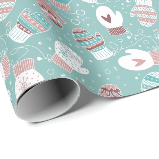 Winterweihnachtszittern im Minz Geschenkpapier (Rolleneckpunkt)