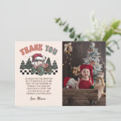 Winterweihnachtzug Birthday Party Foto Dankeskarte (Stehend Vorderseite)